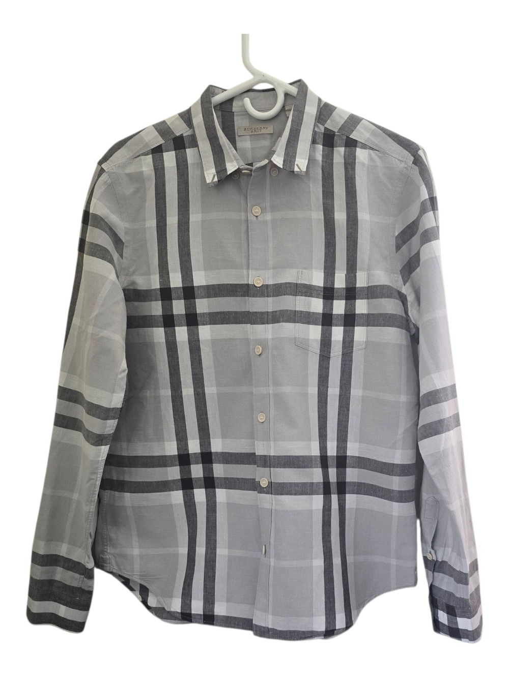 Authentic Burberry Brit Men’s Gray / Black Classic Check Shirt - Size L 👔